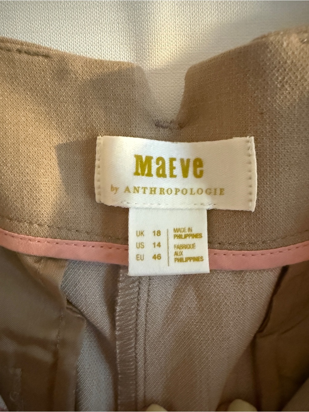 Maeve Anthropologie NWT Wide Leg Trouser Pants Beige High Rise Pleated Size 14 - Picture 7 of 10